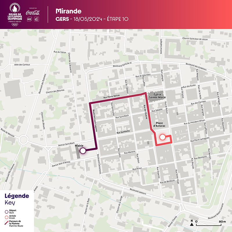 Parcours : Mirande ville traversée par le relais de la flamme - Enlarge picture (modal window)
