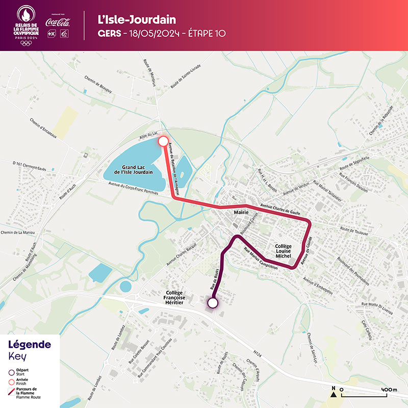 Parcours : L'Isle-Jourdain ville traversée par le relais de la flamme - Enlarge picture (modal window)