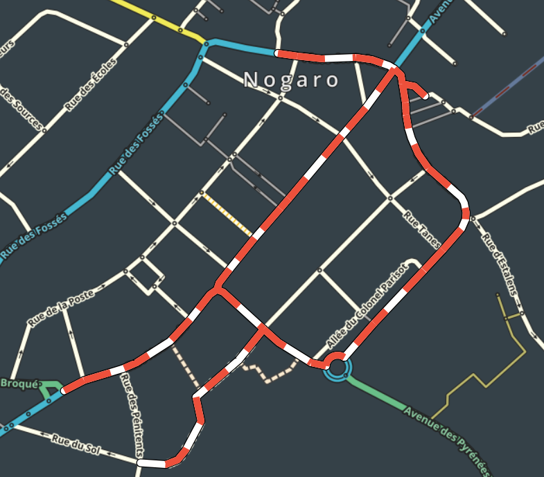 Plan de Circulation à Nogaro : fermeture des routes (en rouge) de 12h à 19h - Enlarge picture (modal window)